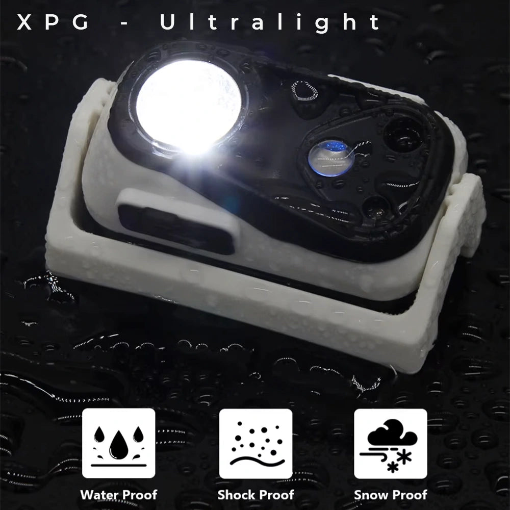 Ultralight XPG Rechargeable Waterproof Headlight with Sensor
