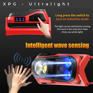 Ultralight XPG Rechargeable Waterproof Headlight with Sensor